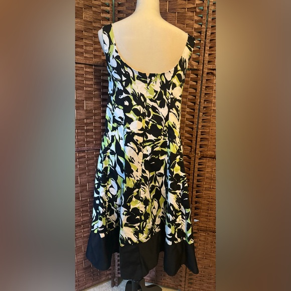 Jessica Howard 14W Dress Lime Green Black White Summer Spring Vacation - Picture 9 of 13